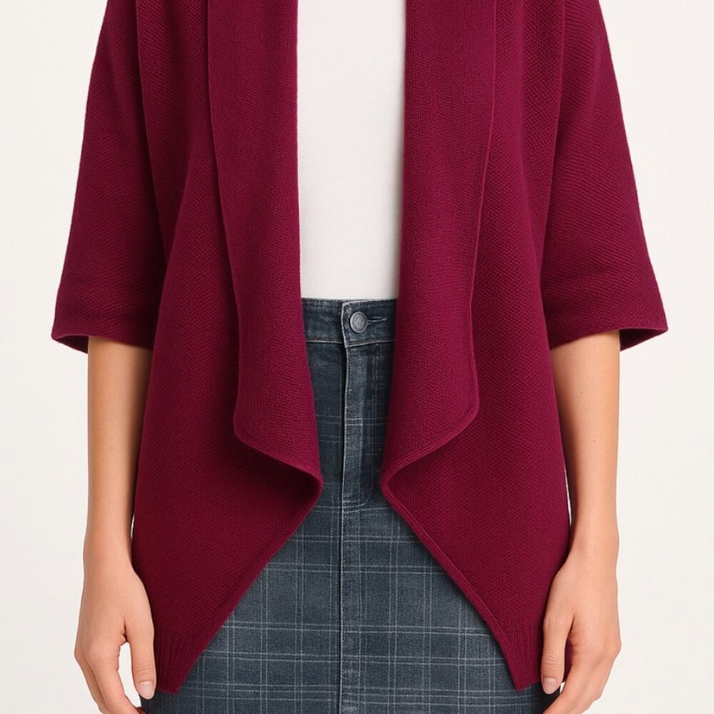Theory Nisa Cashcotton Openβ Front Cardigan Plum Purple Petite P/TP - Picture 1 of 10